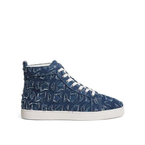 Blue denim high top sneakers in blue - Image 1